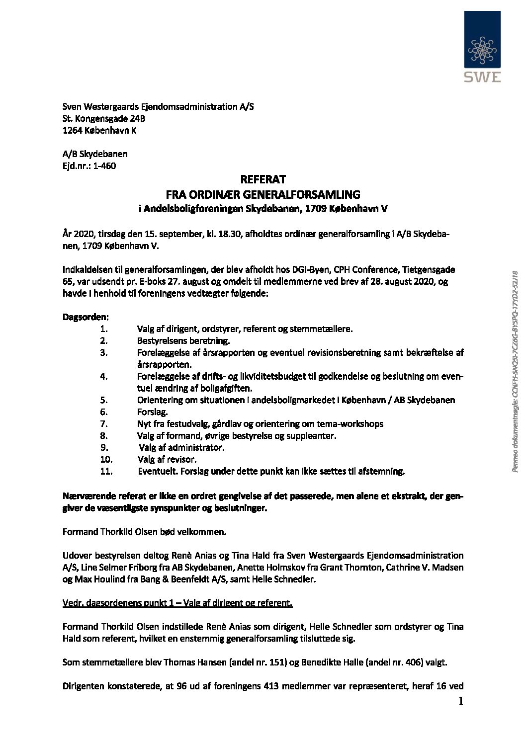 Referat fra ordinær generalforsamling den 15. september 2020