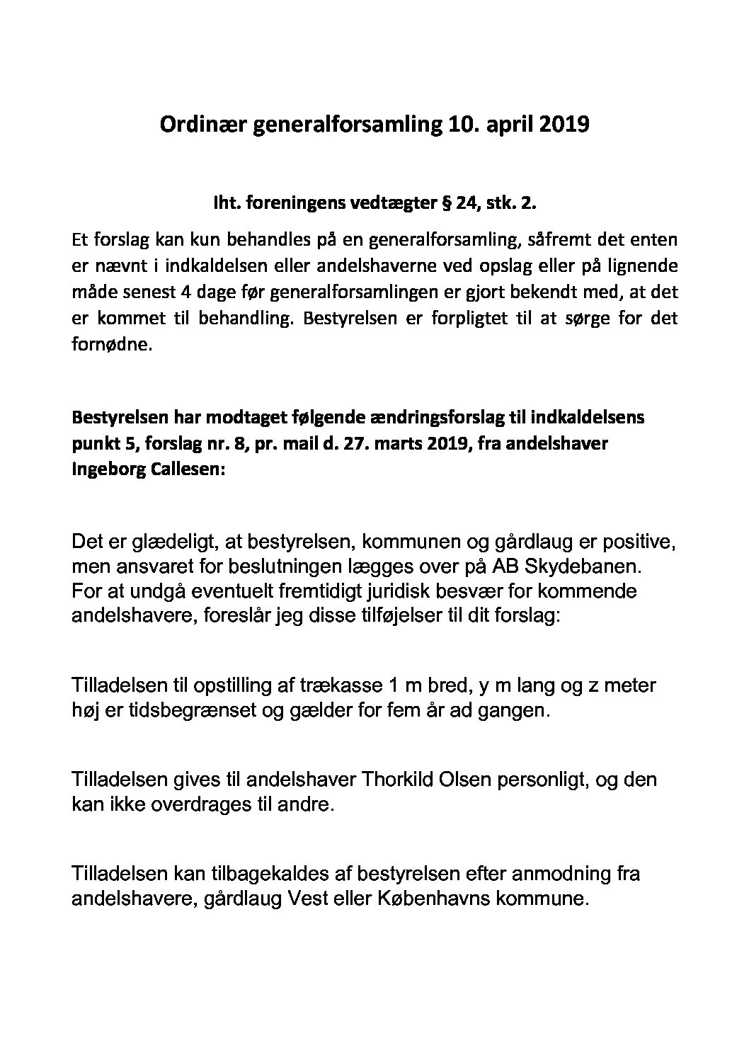 Forslag nr. 8 – ændringsforslag