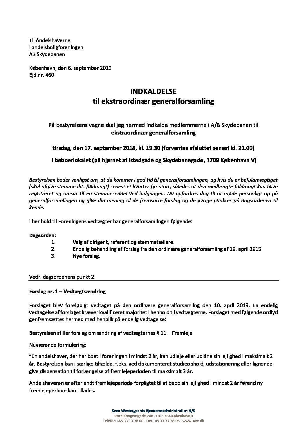 Indkaldelse XGF 17.09.2019